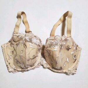 Soma Women Size 36DD Bra Sensuous Lace Floral Balconet Underwire Beige Floral